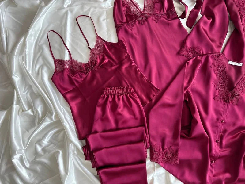 ✨ Zanivah 6-Piece Luxe Satin Silk Loungewear Set