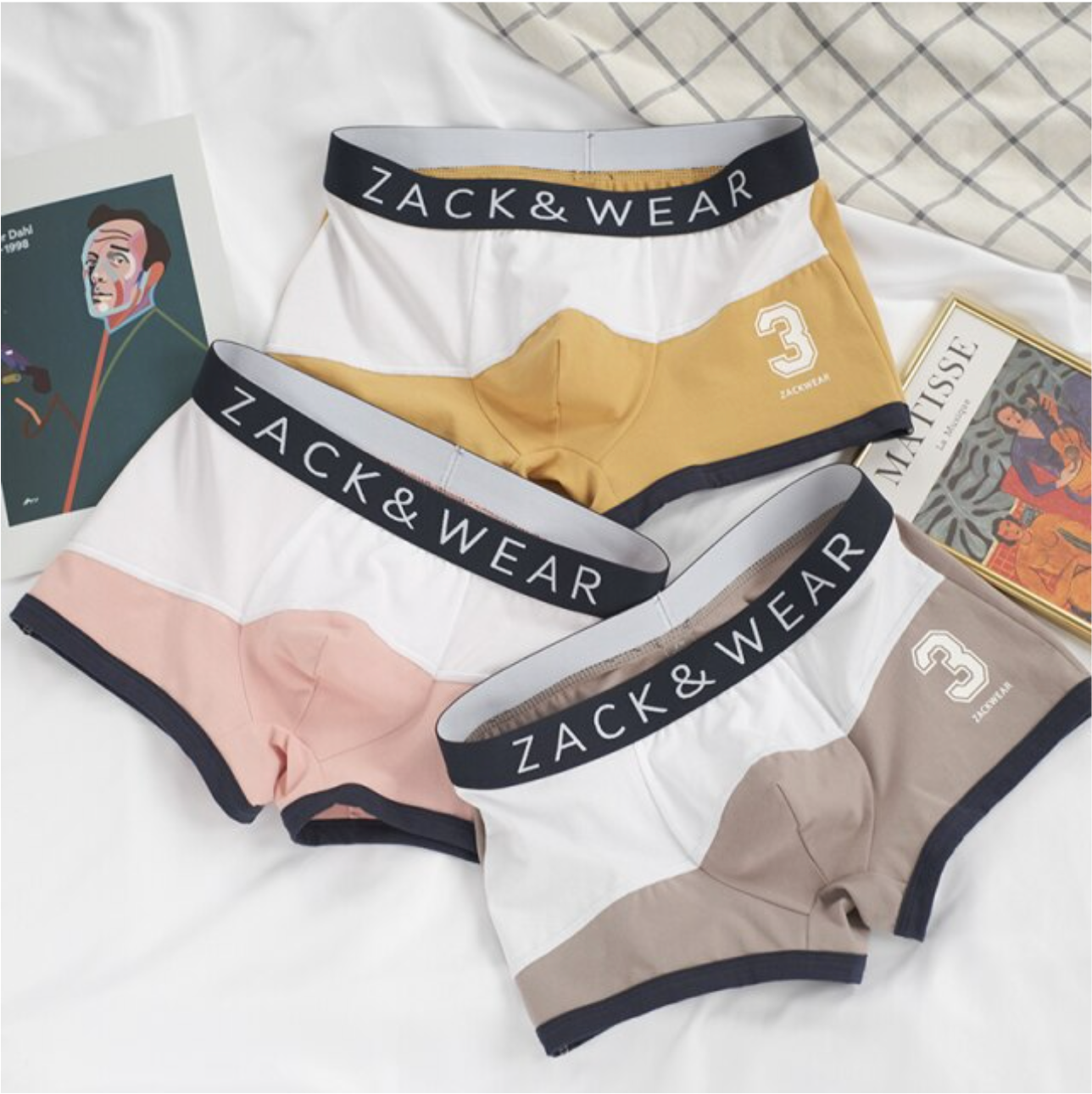 3 Pieces Cotton Letter Printed Men Boxer Underwear