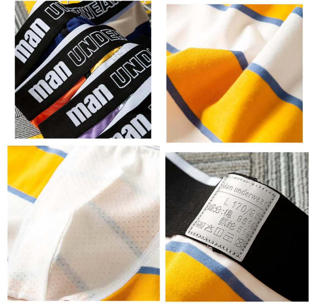 3, 4 Pieces Cotton Print Men Boxer Underwear