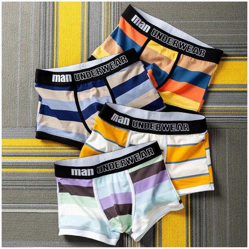 3, 4 Pieces Cotton Print Men Boxer Underwear