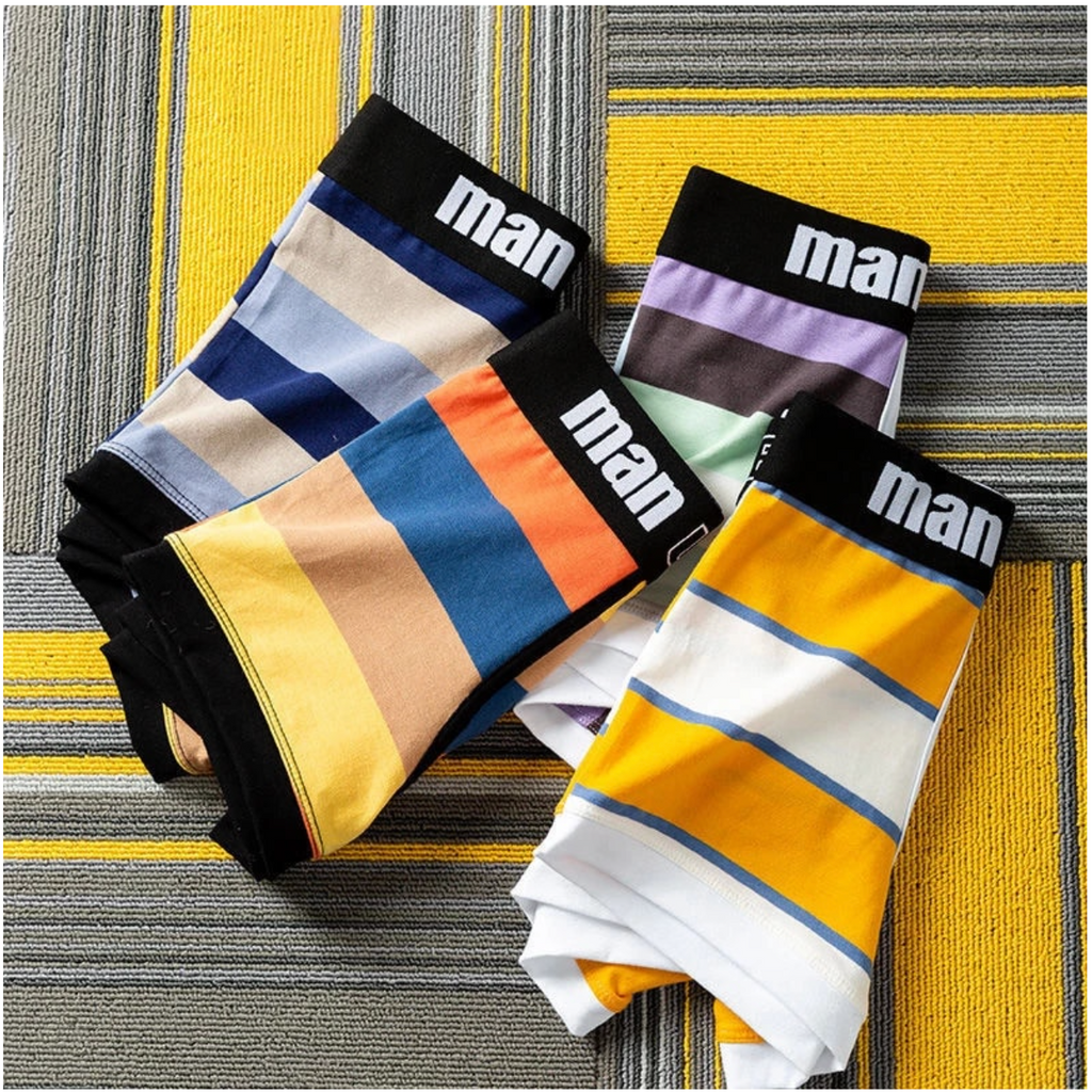 3, 4 Pieces Cotton Print Men Boxer Underwear