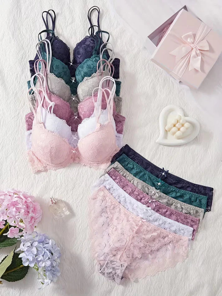 Pack of 6 Women's Bra & Panty Set – Soft Comfortable Everyday Lingerie Combo