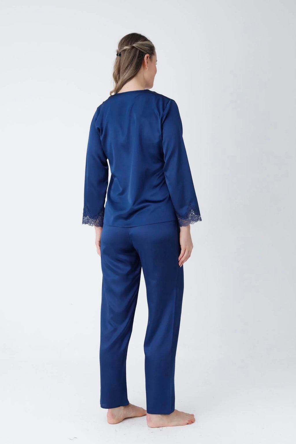 ✨ Zanivah 6-Piece Luxe Satin Silk Loungewear Set (Blue)