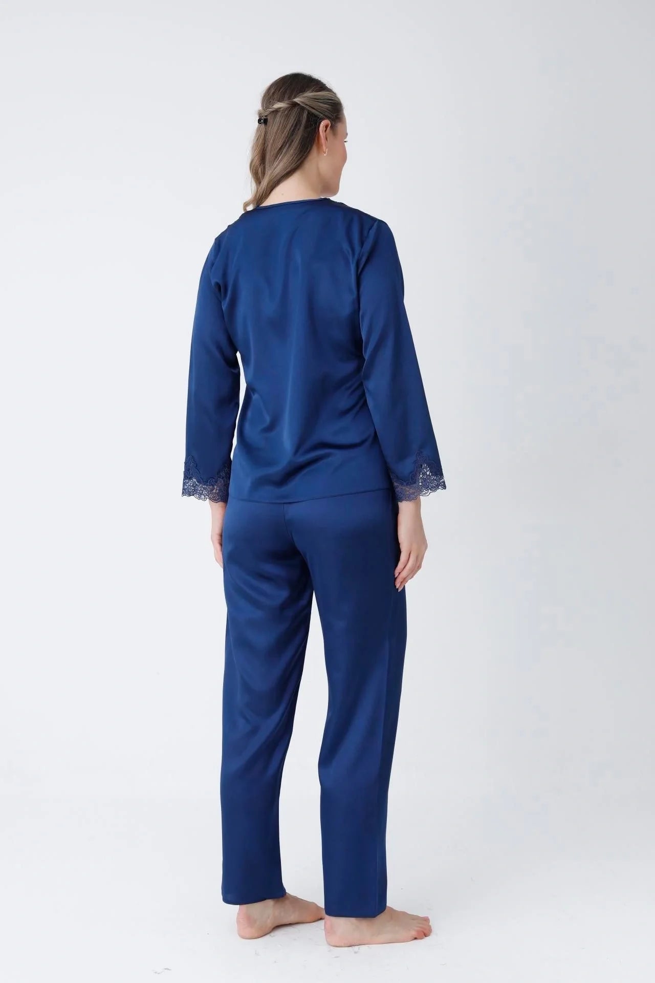 ✨ Zanivah 6-Piece Luxe Satin Silk Loungewear Set (Blue)