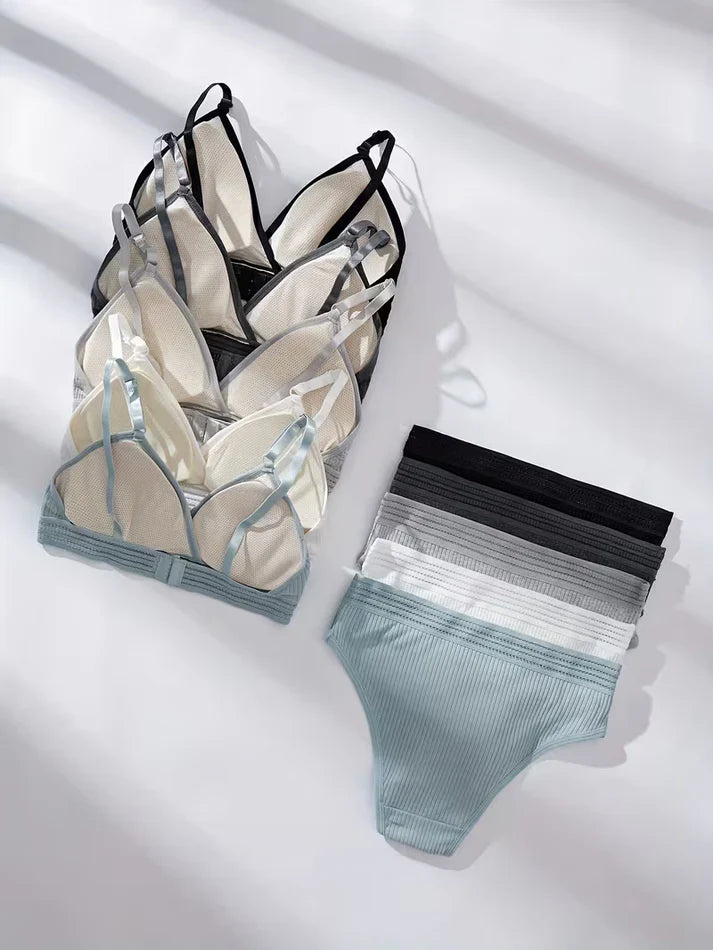 Pack of 5 Women's Bra & Panty Set – Soft Comfortable Everyday Lingerie Combo