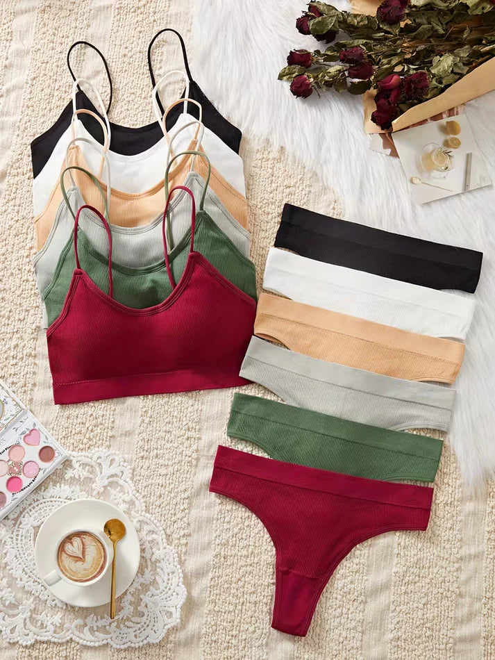 Pack of 6 Women's Bra & Panty Set – Soft Comfortable Everyday Lingerie Combo