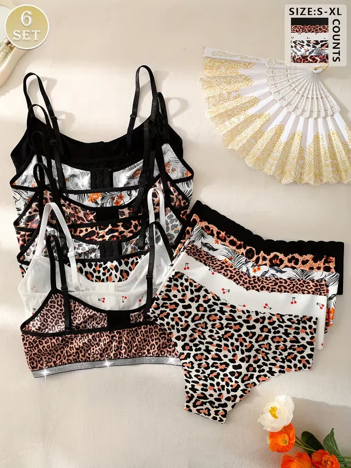 Pack of 6 Women's Bra & Panty Set – Soft Comfortable Everyday Lingerie Combo