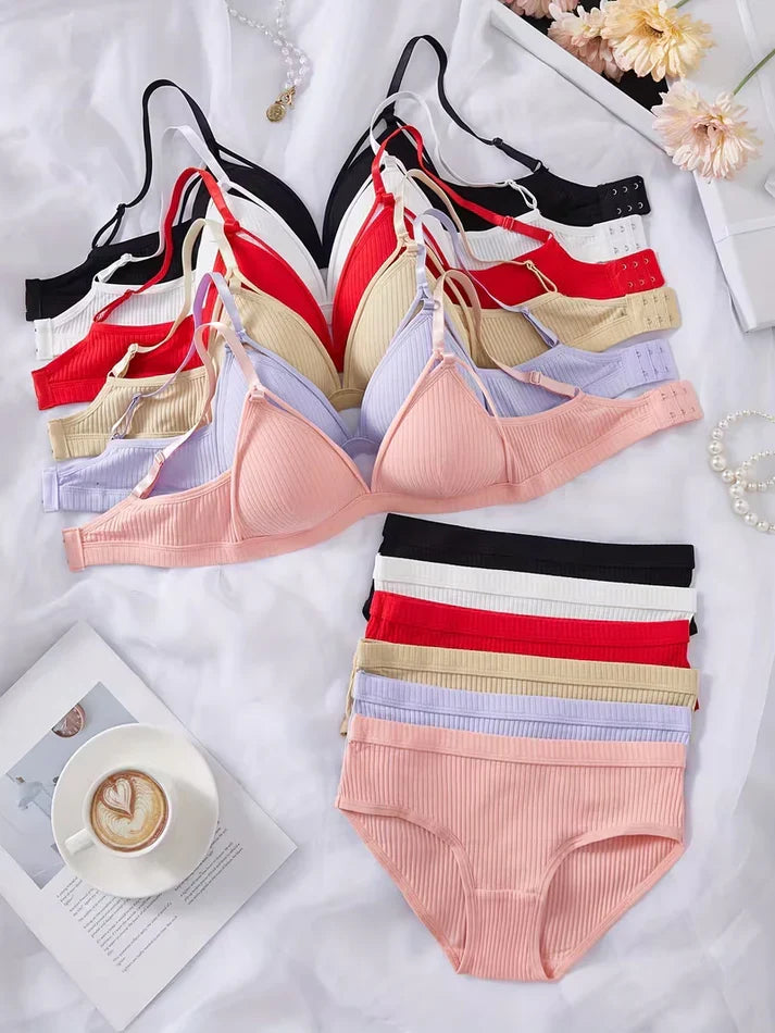 Pack of 6 Women's Bra & Panty Set – Soft Comfortable Everyday Lingerie Combo