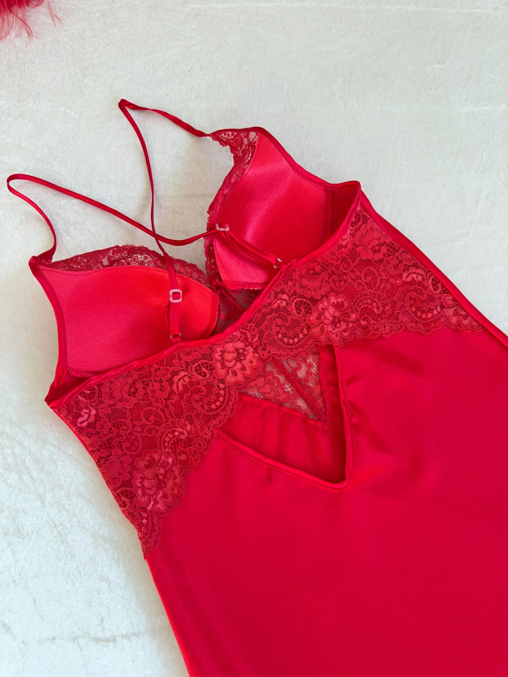 Red Lace 6-Piece Satin Bridal Lingerie Set | Women's Satin Nightgown & Robe Set