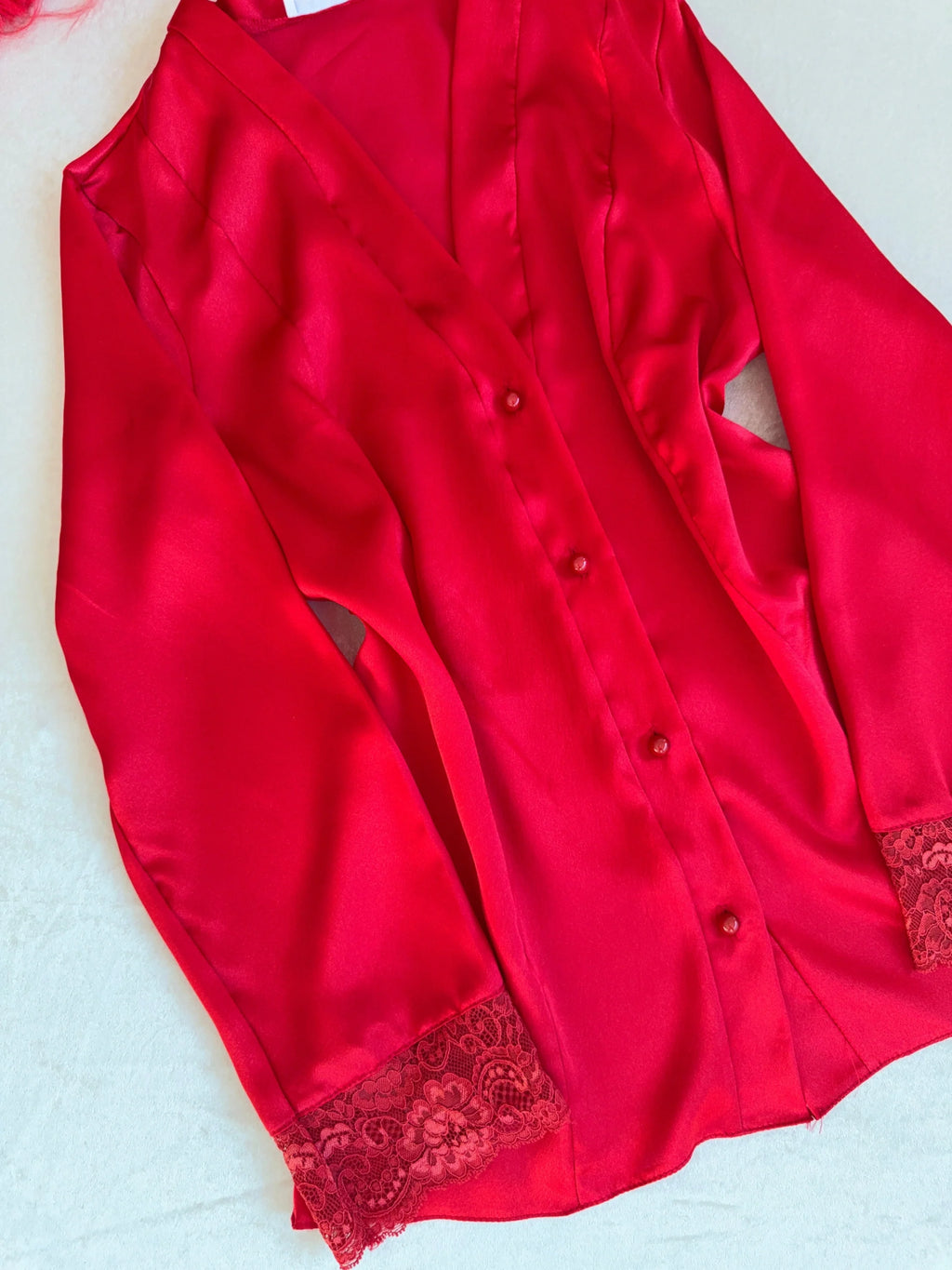 Red Lace 6-Piece Satin Bridal Lingerie Set | Women's Satin Nightgown & Robe Set